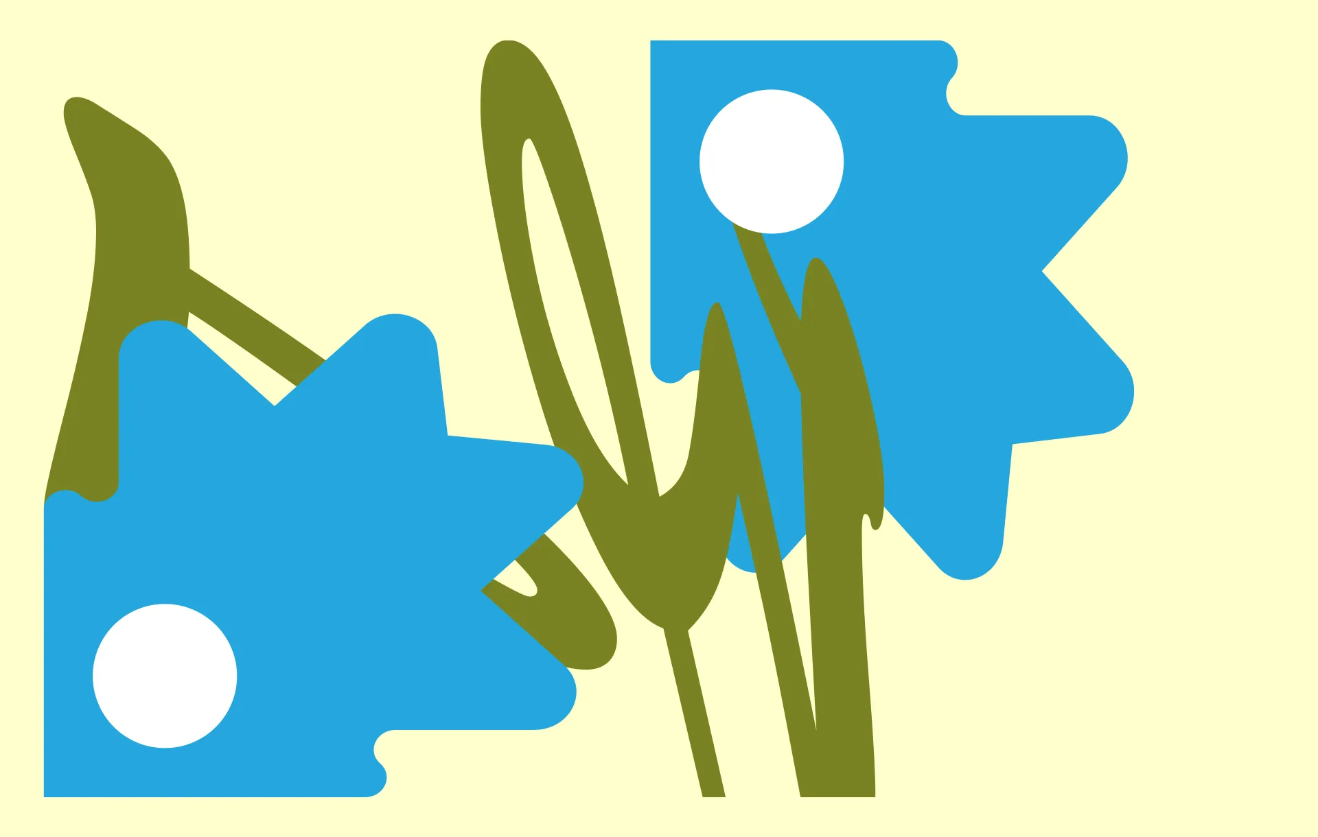 Geometric flowers with warped Mistral stems.