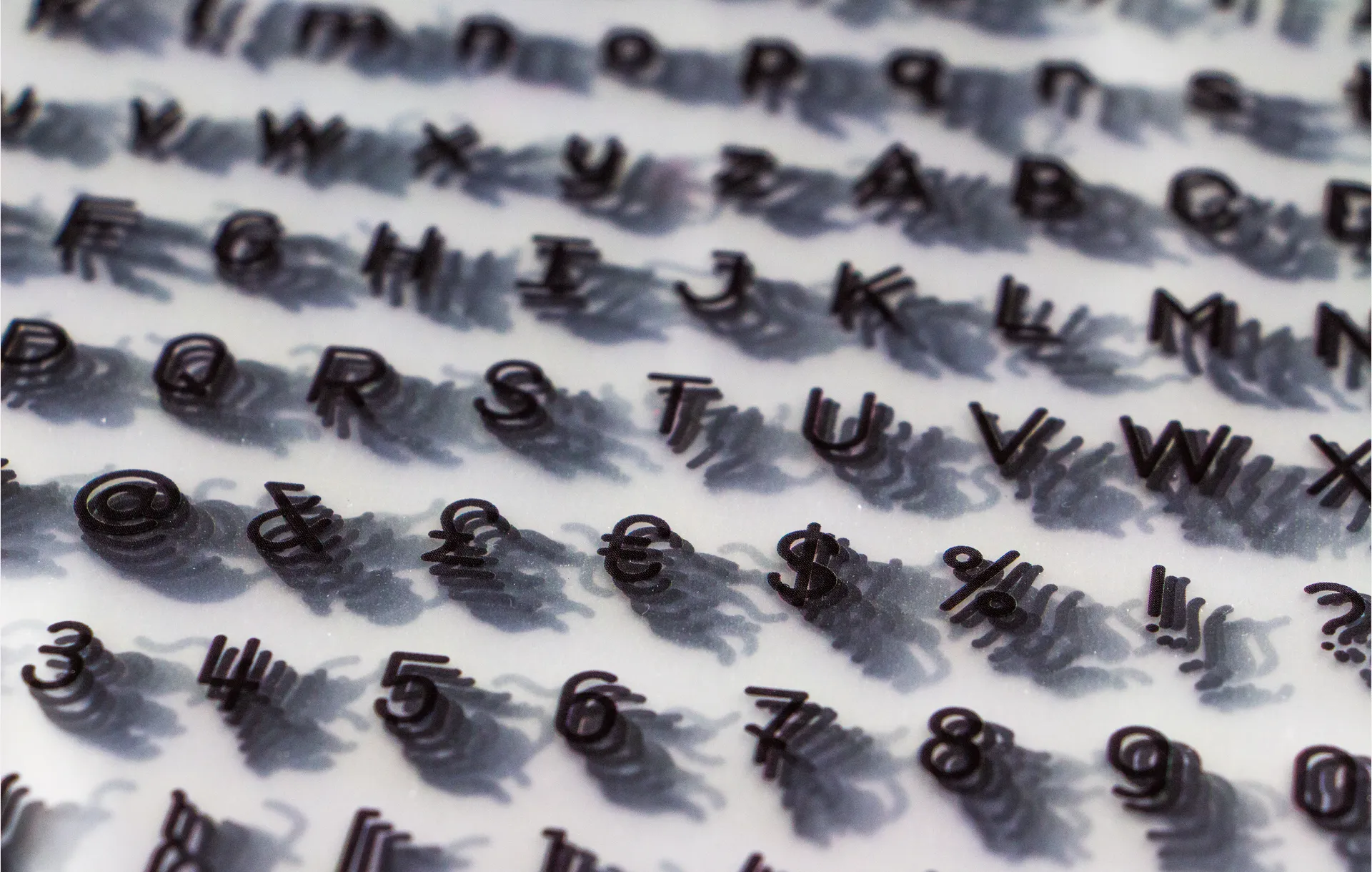 Photograph of transparent type layers.